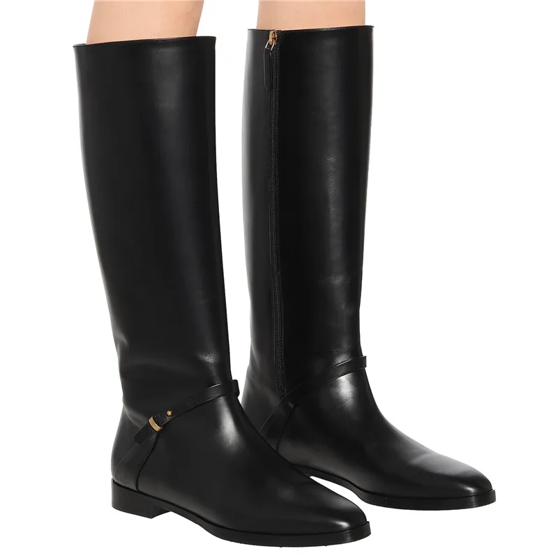 

Elegant Fashion Winter Newest Knee High Boots Genuine Leather Square Toe Thick Heels Pumps 2022 Party Shoes Woman