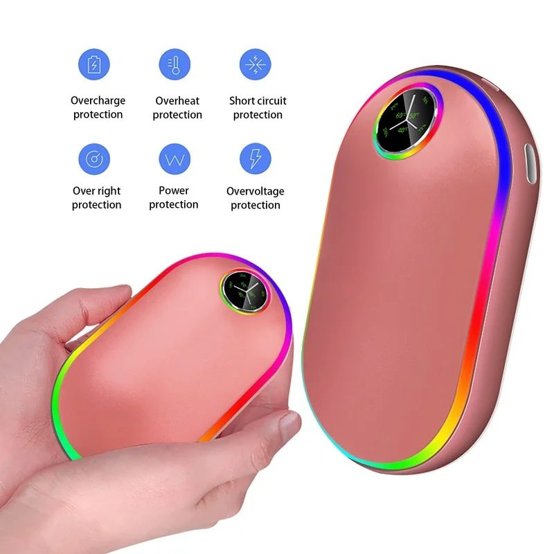 

Rechargeable Hand Warmer With Lights Reusable 10000 Mah Usb Pocket Warmer Portable Electric Hand Warmer Charger 손난로 Dropshipping