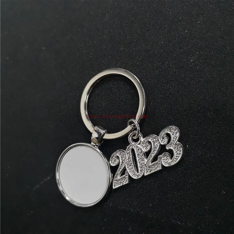 

sublimation blank 2023 new year keychains key ring heat transfer printing blank diy materials 20pcs/lot