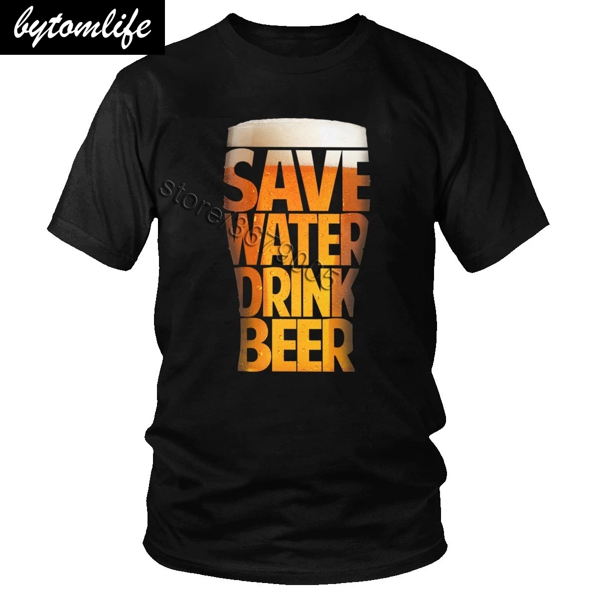 

Fashion T Shirt Men Save Water Drink Beer T-Shirt Funny Alcohol Lover Tee Classic Short Sleeves Cotton Casual Streetwear Tops