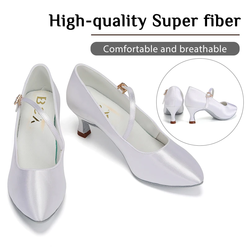 Women Silk Latin Salsa Dance Shoes Satin Soft Bottom Modern Tango Ballroom Dance Shoes 3cm/5cm High Heels Shoes for Girls