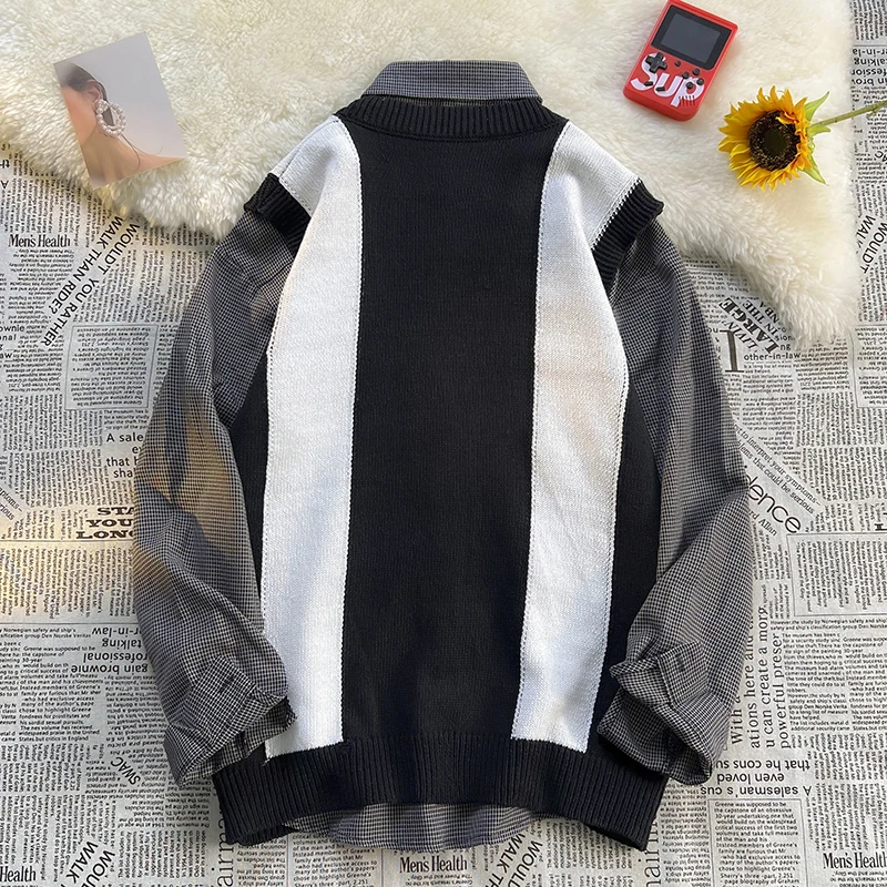 

Кардиган контрастных цветов, свитер, жилет для мальчиков, свободный и красивый универсальный жилет без рукавов