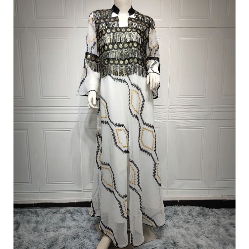Modest Dress For Woman Dubai Luxury Ramadan Embroidery Sequins Belted Kaftan Wedding Party Occasions Long Dresses Djellaba Femme