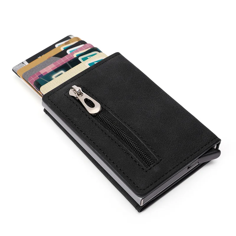 

2022 New Men's Leather Wallet Rfid Anti-magnetic Short Credit Card Holder Wallet With Organizer Coin Pocket & Money Clips
