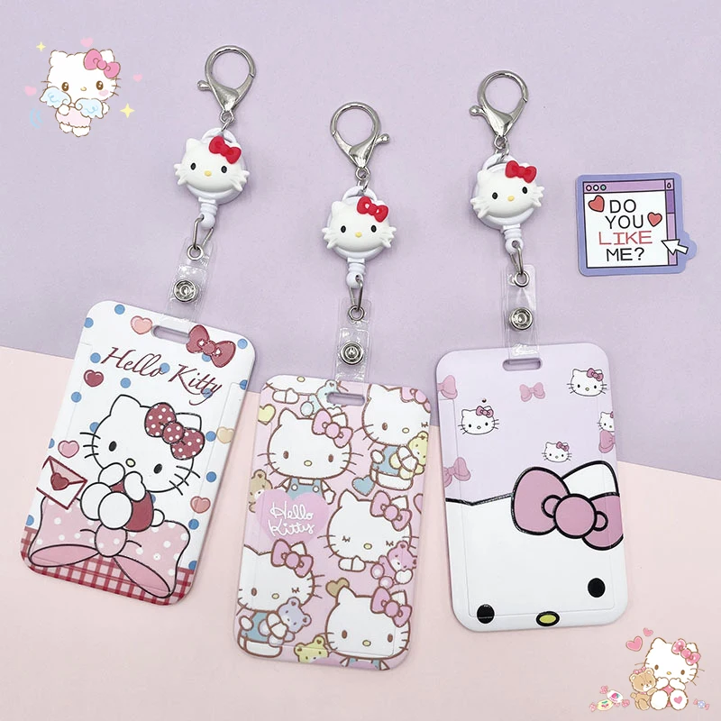 

Anime Card Sleeve Sanrio Hello Kittys Y2K Kawaii Cute Student Id Card Key Chain Bus Pass Pendant Accessories Toys For Girls