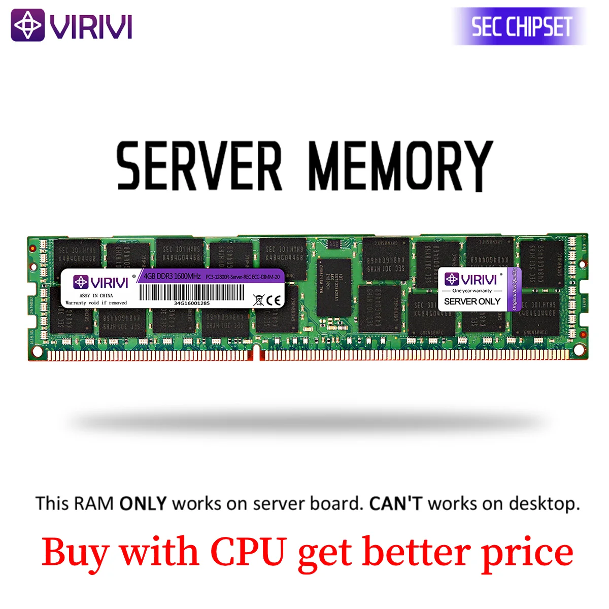 VIRIVI-Tarjeta madre para ordenador, placa base Dimmcon servidor de memoria de 1 GB 2GB 4GB 8GB 16GB 32 GB, RAM de velocidad de 1333MHz 1600Mhz 1866Mhz REG ECC 2011 de 1366 pin CPU X58 X79