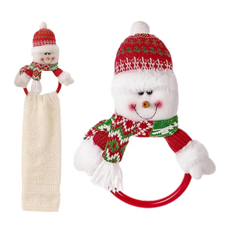 

Christmas Clothes Hanger Snowman Ring Towel Holder Handmade Portable Towel Storage Hang Towel Ring For Clubs Hotels Shopping