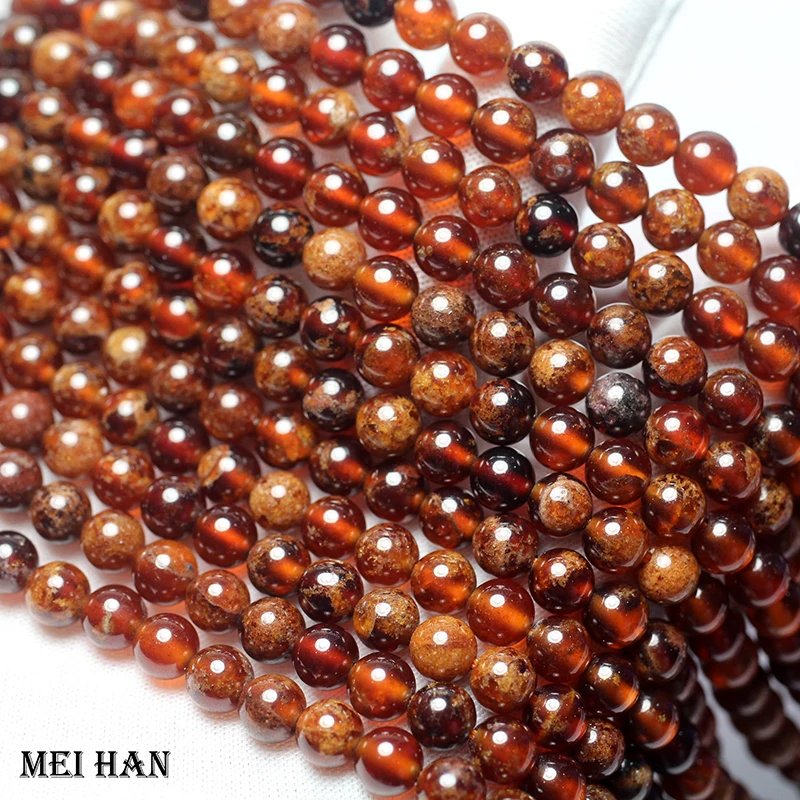 Натуральные бусины из камня Spessartine граната диаметром 6 мм для дизайна ювелирных