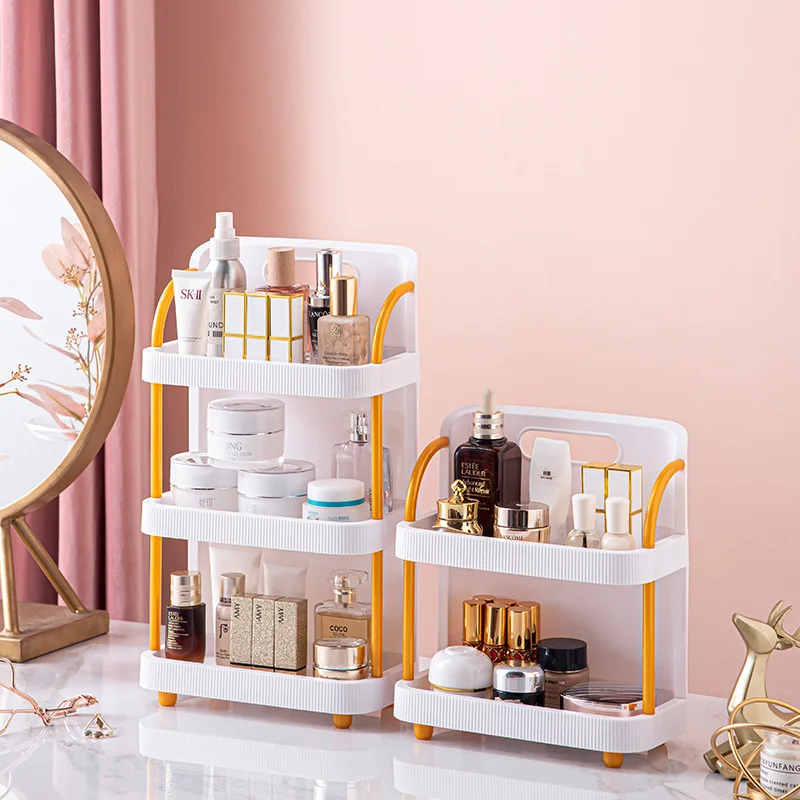 

Bathroom Supplies Cosmetics Storage Rack Floor-to-ceiling Multi-layer Portable Organizer Kitchen Condiment Bottle Shelves