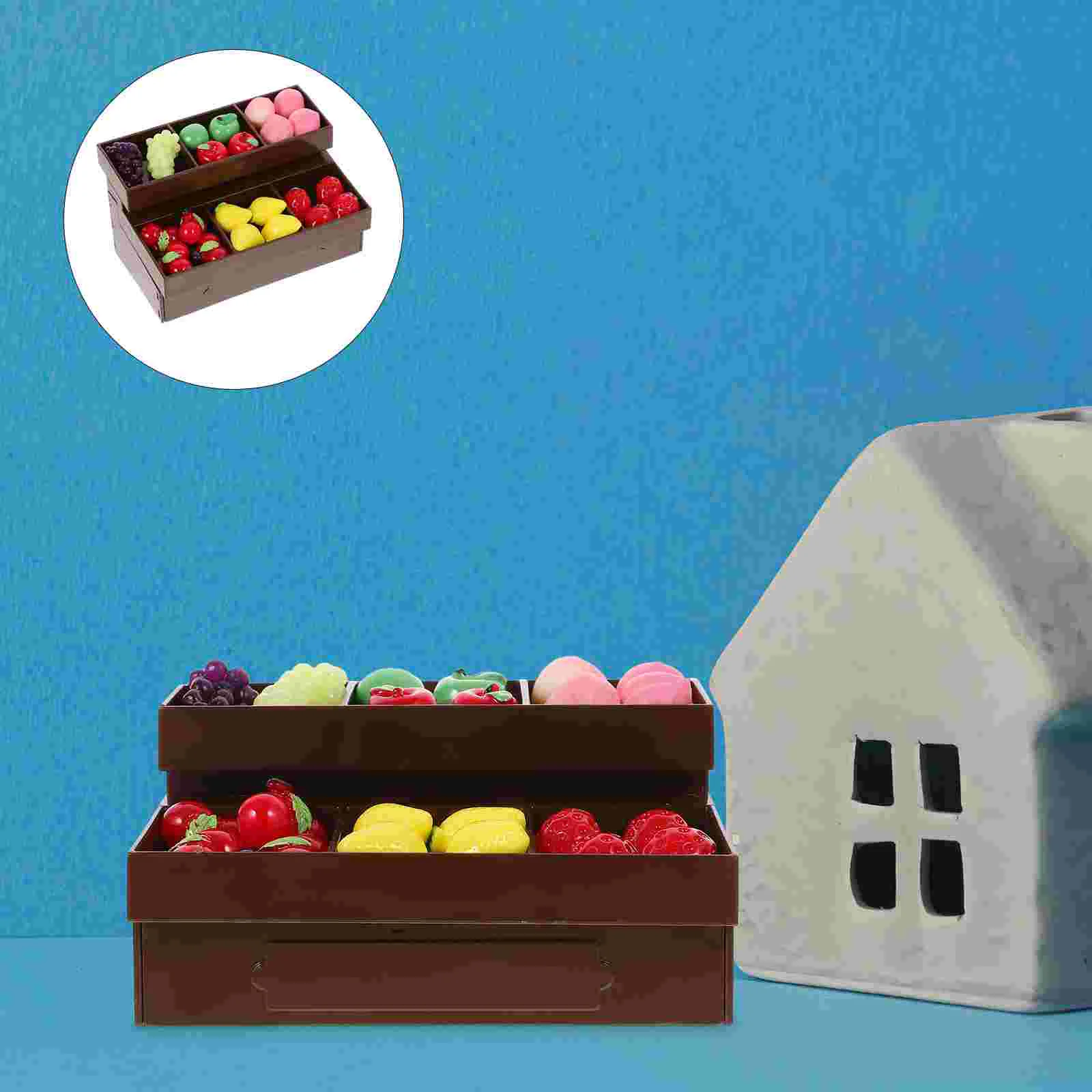 

Miniature Decor Accessories Home Adorable House Model Stand Plastic Fruit Display Landscaping Shelf