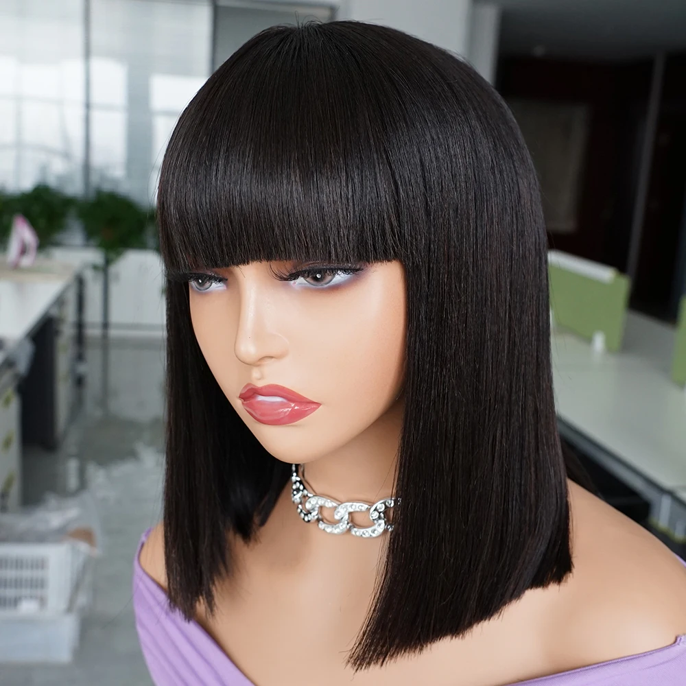 Glueless Human Hair Wigs Straight Indian Hair Middle Part 2*