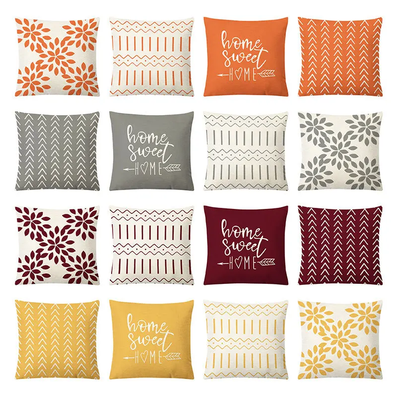 

Geometric Cushion Yellow Modern Sofa Throw Pillow Cover Decorative Outdoor Linen Fabric Pillow Case for Couch Bed Car 45x45cm