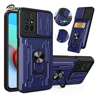 shockproof armor case for xiaomi redmi 10 9a 9c 9t note 8 9 pro 9s mi 11t poco x3 nfc f3 magnetic holder card slot bracket cover