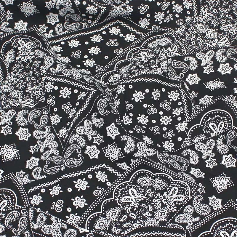 

Black/White Ethnic Bohemia Style Paisley Butterfly Flower Poplin 100%Cotton Fabric for Summer Dress Shirt Blouse Scarf Patchwork