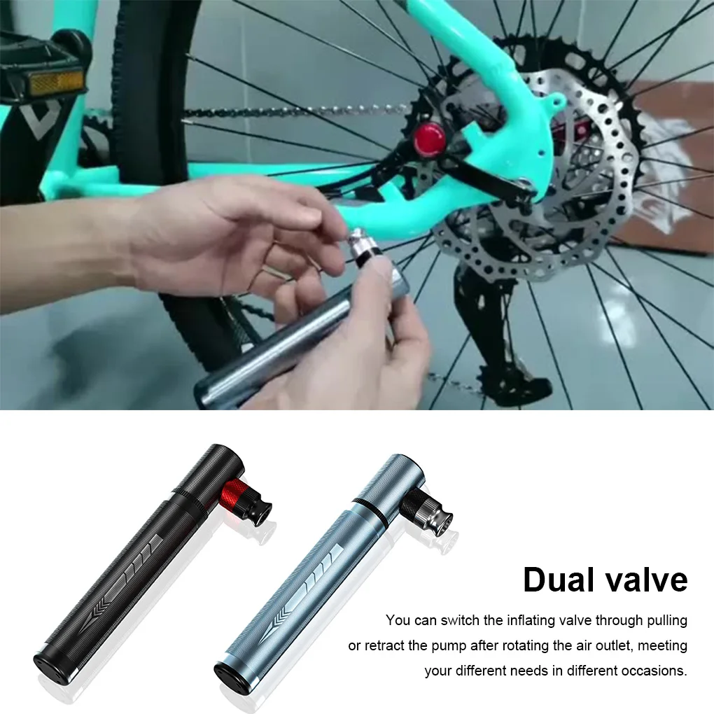 

Mini Bicycle Pump Aluminum Alloy Portable Ball Road Bike Tire Inflator Non-slip Dual Valve Tyre Inflatable Pumps