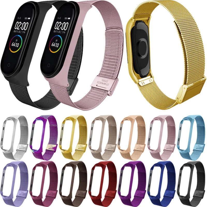 

New 1PC Strap For Xiaomi Mi Band 3 4 Wrist Metal Bracelet Screwless Stainless Steel MIband for Mi Band 4 3 Strap Wristbands