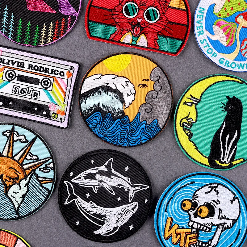 

Sea Wave Embroidered Patches On Clothes DIY Cute Animal Clothes Patch Adventure Patch Iron On Patches For Clothing Stripes