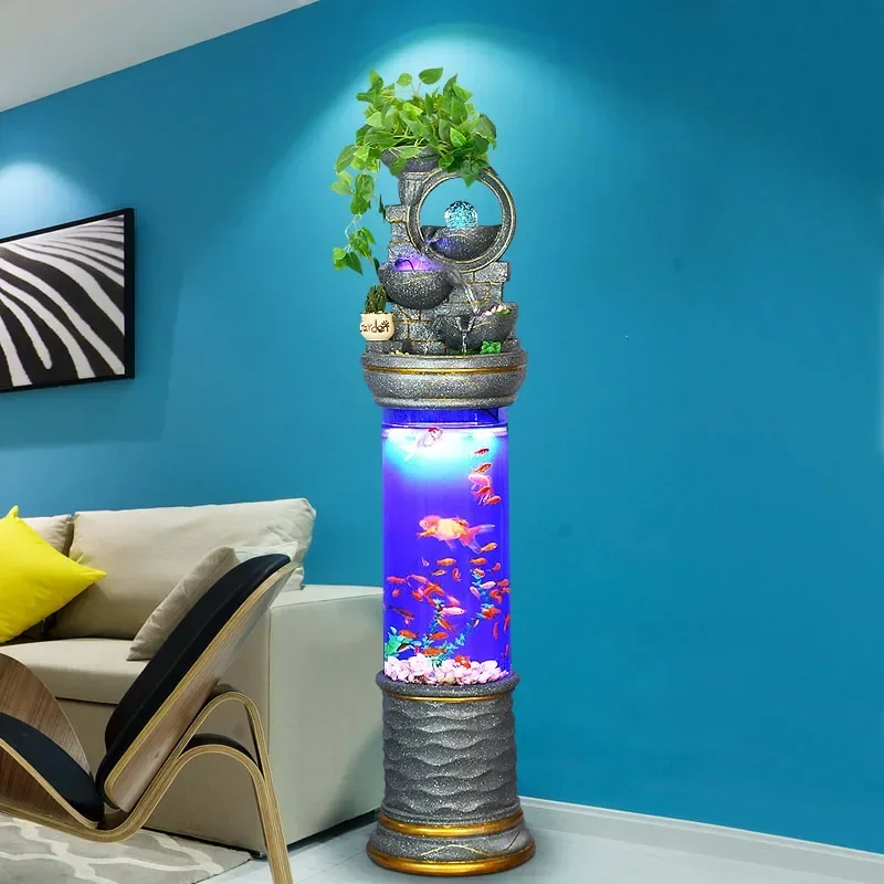 Фотоэлемент цилиндрической аквариума для гостиной