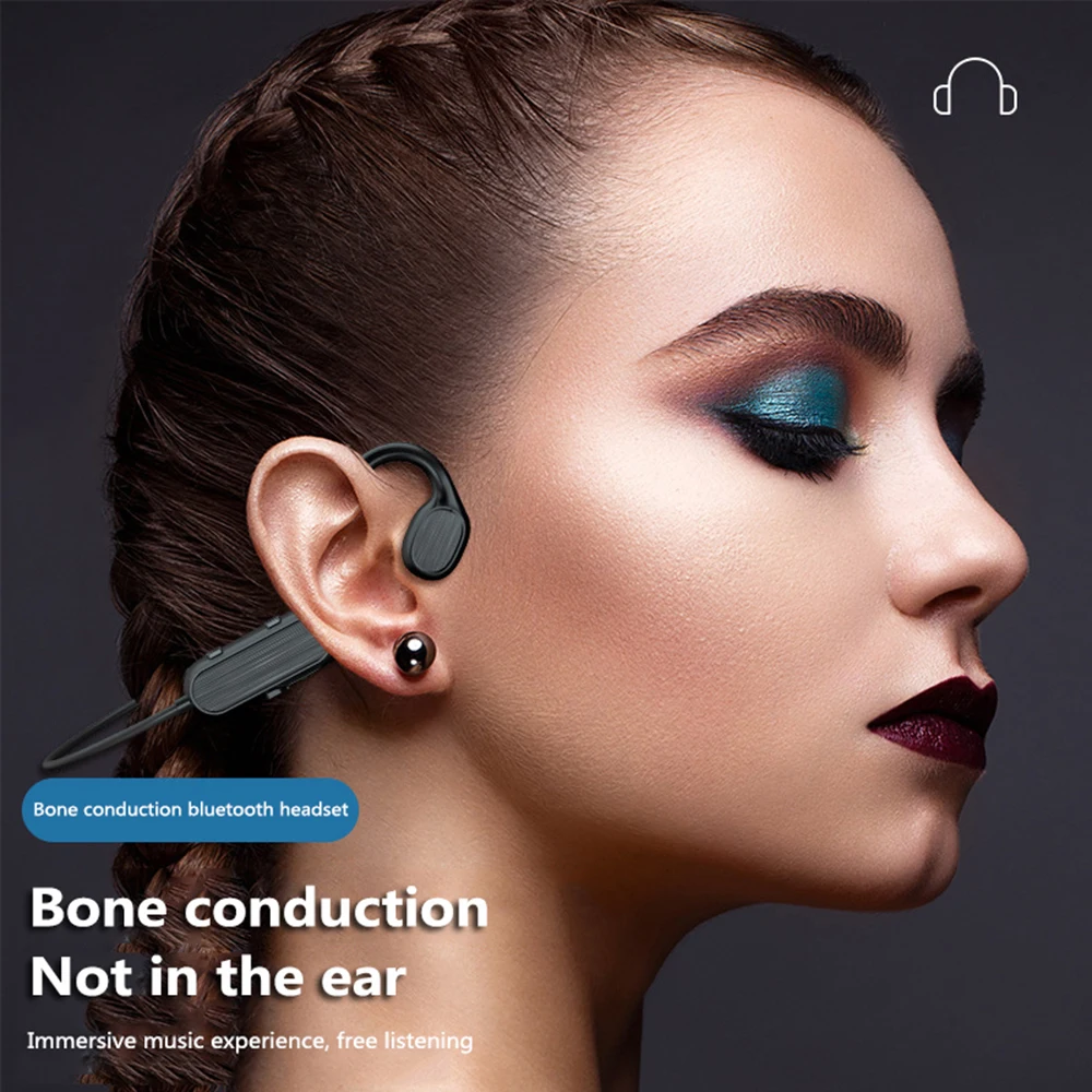 

Bone Conduction Headphones Bluetooth Wireless Waterproof Comfortable Wear Open Ear Hook Light Weight Not In-ear Sports Earphones
