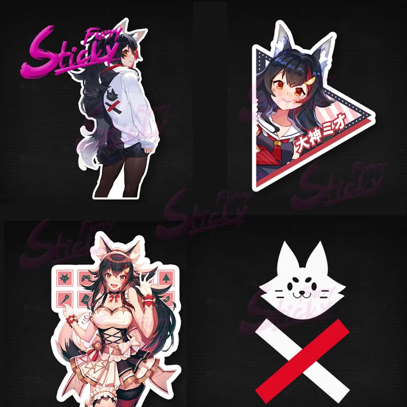 

Furry Sticky Cute Vtuber Mio's ACGN Gril Anime Car Sticker Decal Car Accessories for Mini Cooper Laptop Helmet Trunk Stickers