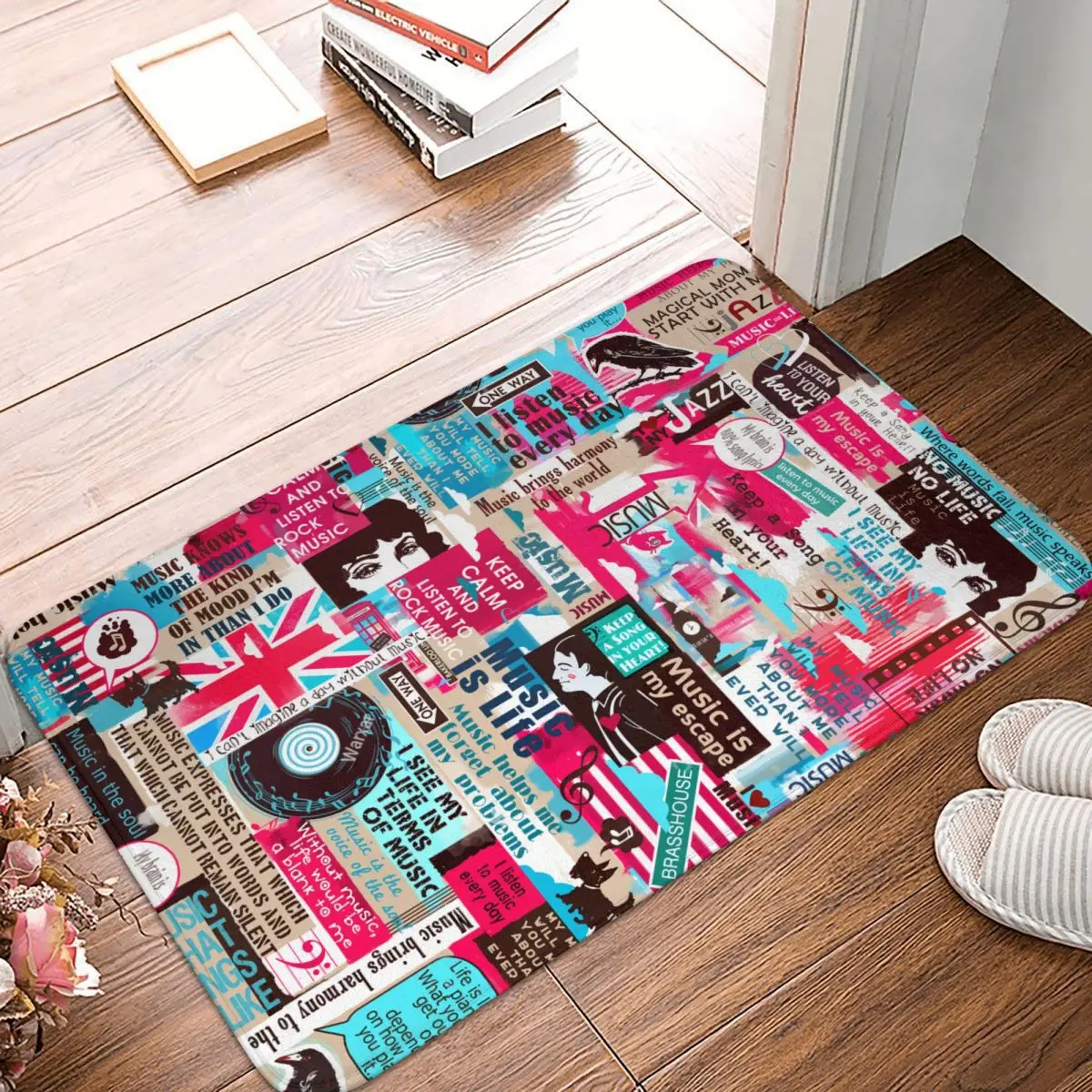 Противоскользящий коврик Придверный для гостиной музыкальные фоновые слоганы и