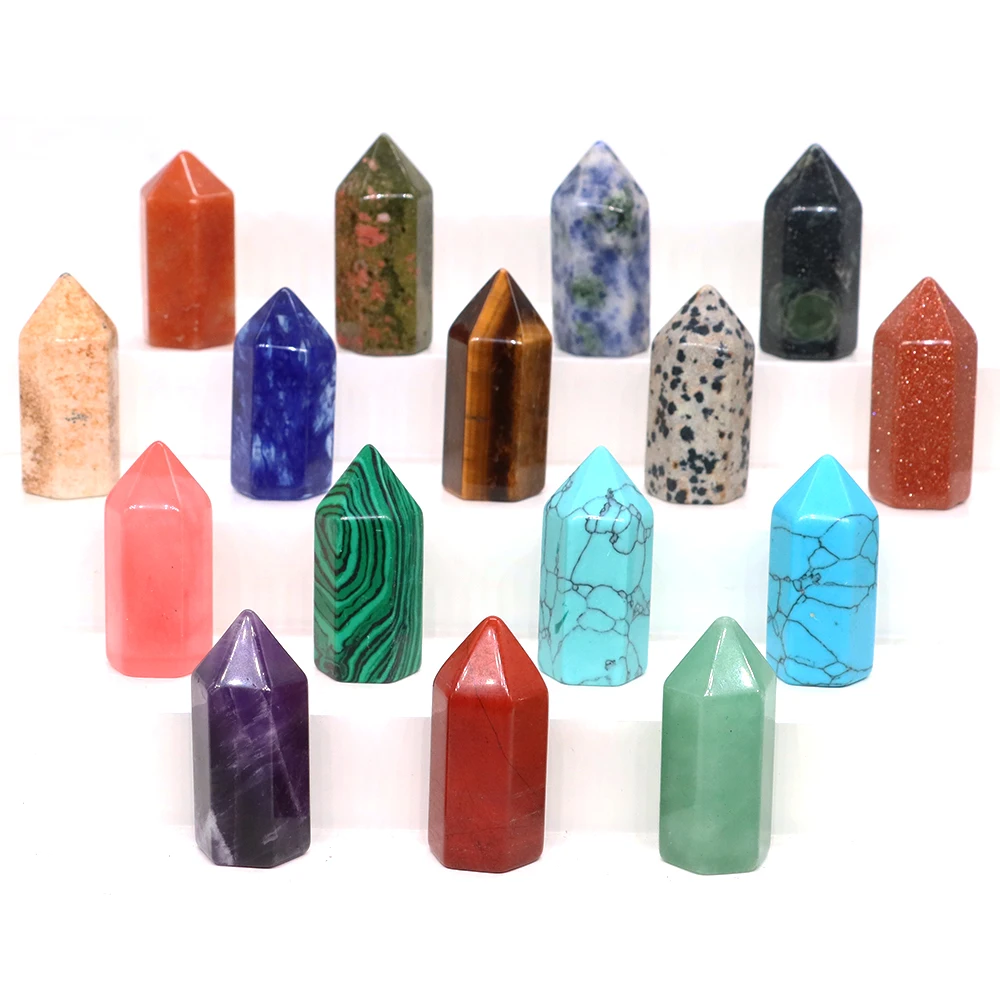 

35x15mm Crystals Point Prism Crafts Natural Stones Quartz Tower Energy Pyramid Mineral Wand Healing Gemstone Ore Home Decoration