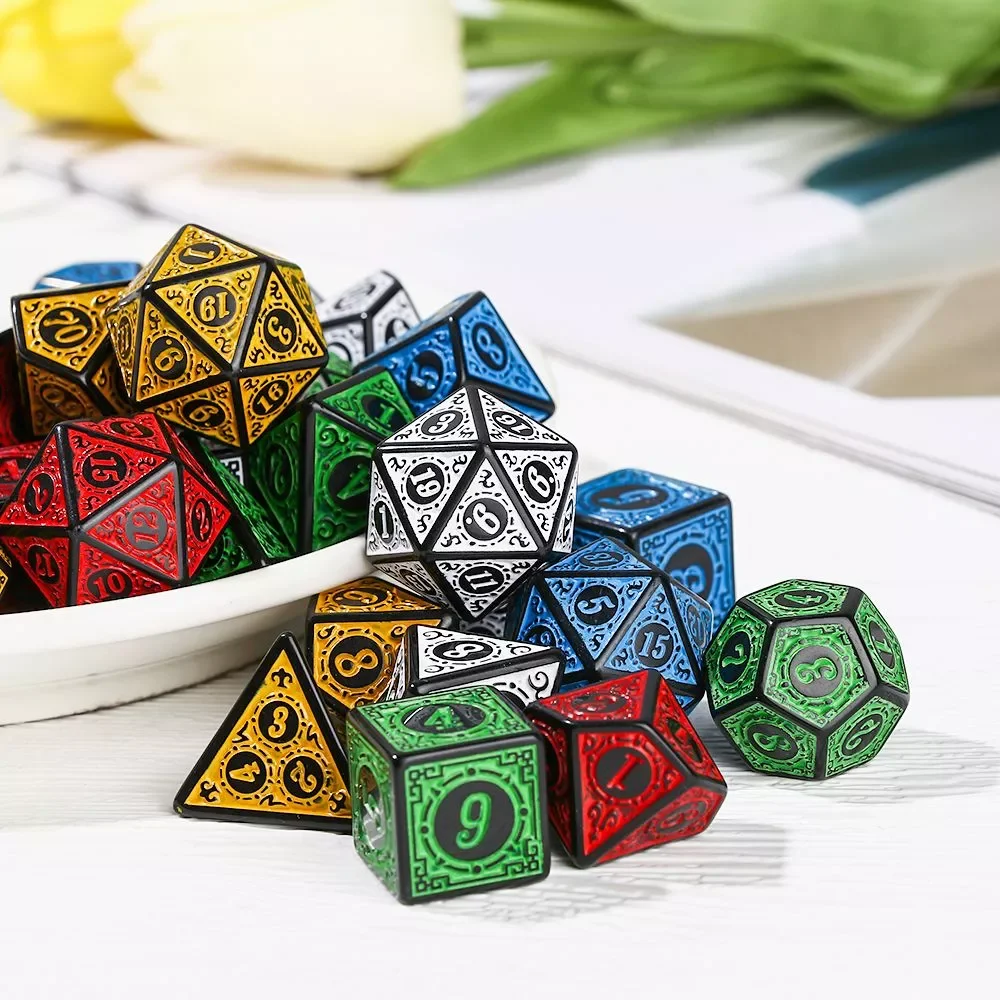 

7-Die игральные кости для TRPG DND Polyhedral D4 D6 D8 D10 D12 D20 игральные кости для настольных карт математические игры