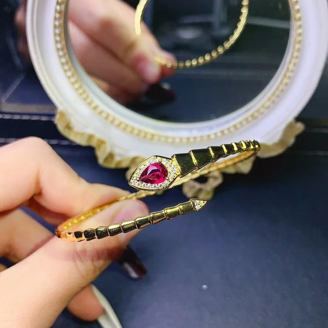 KJJEAXCMY Ювелирные изделия из натурального рубина женский браслет чистого серебра