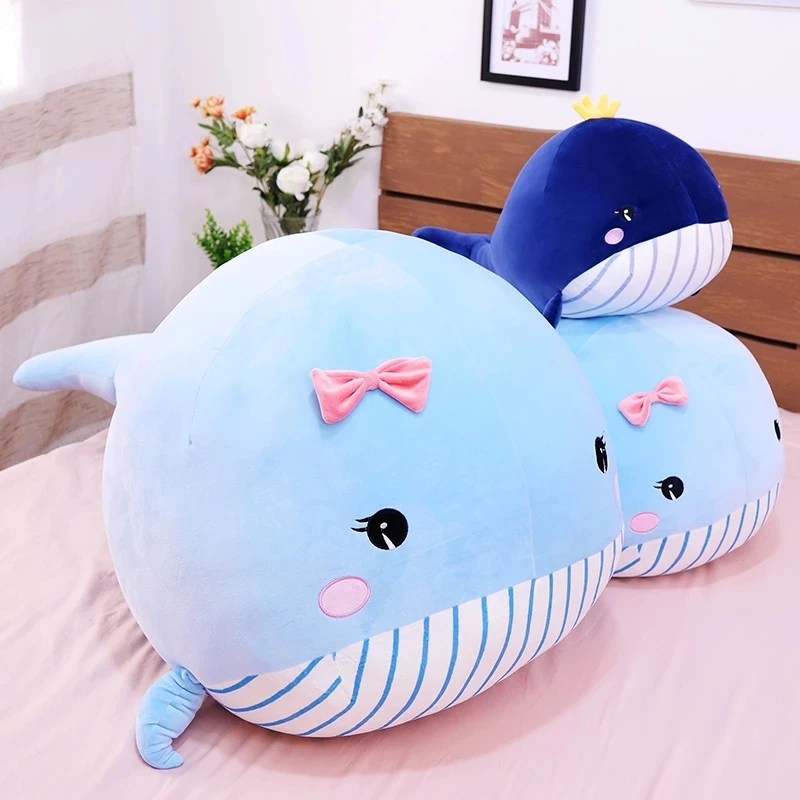 

65/90/120cm Giant Huggable Kawaii Blue Shark Plush Toys Soft Whale Doll Stuffed Sea Animals For Children Girls Birthday Gift