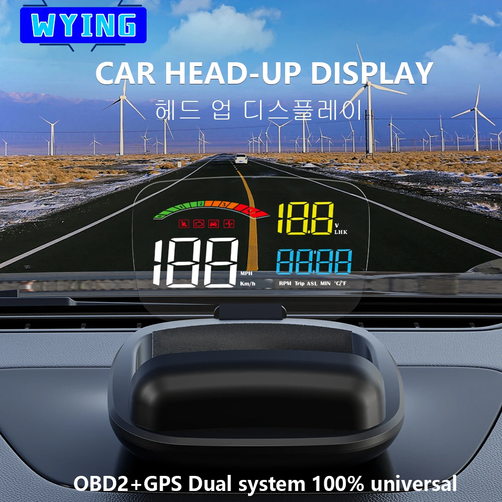 WYING C800 Автомобильный GPS OBD2 HUD проекционный дисплей Запись вождения превышение скорости Сигнализация температура масла расход топлива бортовой компьютер