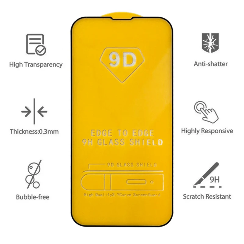 3Pcs 9D HD For iPhone 12 13 14 11 Pro Max Mini XR X XS 7 8 Plus Tempered Glass Screen Protector Protective Film Clear SE2020 SE2