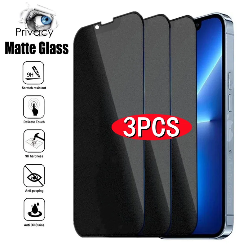 

1-3Pcs Matte Privacy Screen Protectors for IPhone 11 12 13 Pro Max Mini 6 6s 7 8 Plus X XR XS SE Frosted Anti-spy Tempered Glass