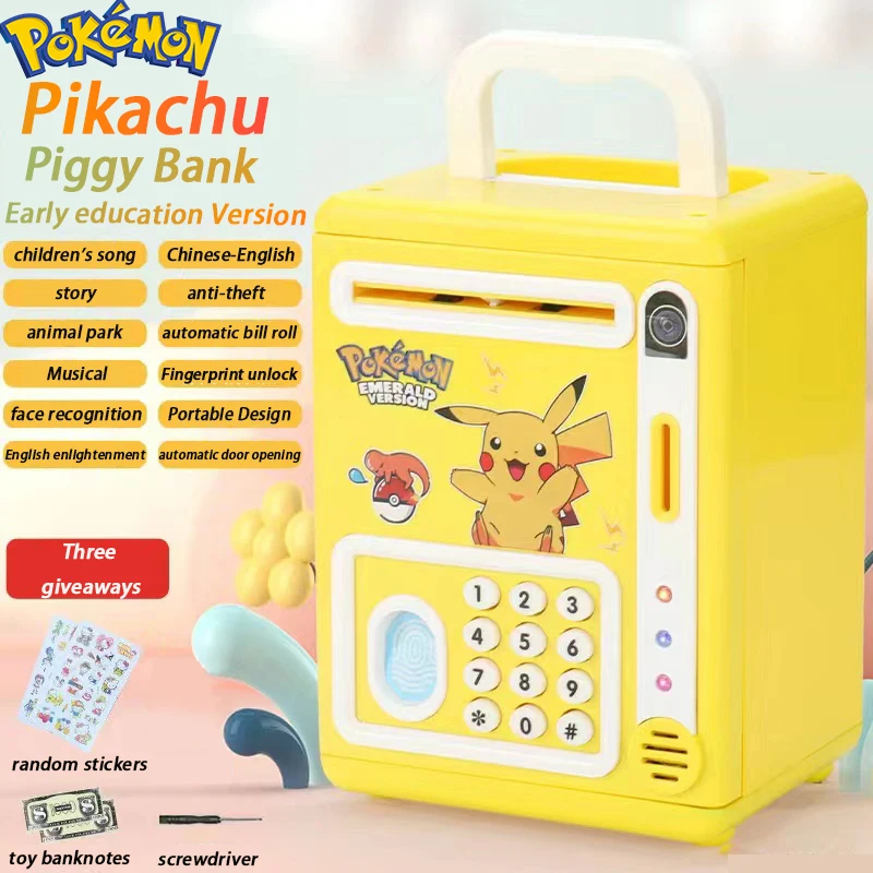 

Pokemon Pikachu Electronic Piggy Bank Atm Password Smart Money Box Music Cash Saving Box Action Figure Kids Toy Birthday Gifts