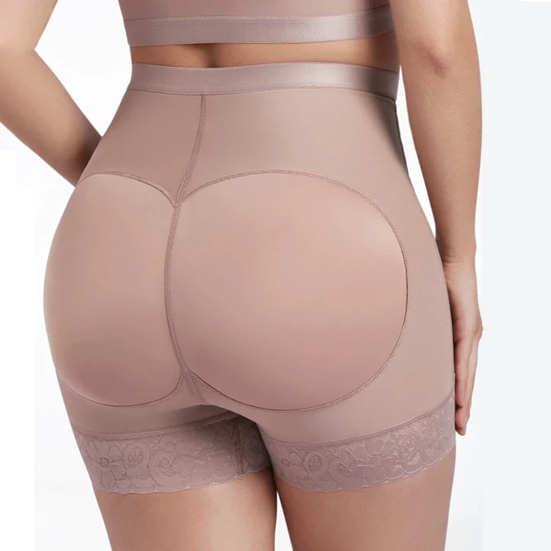 Double Compression Power Shaping Shorts Butt Lifting Shapewear Shorts for Women, High Waist Tummy Control Underwear with Removab