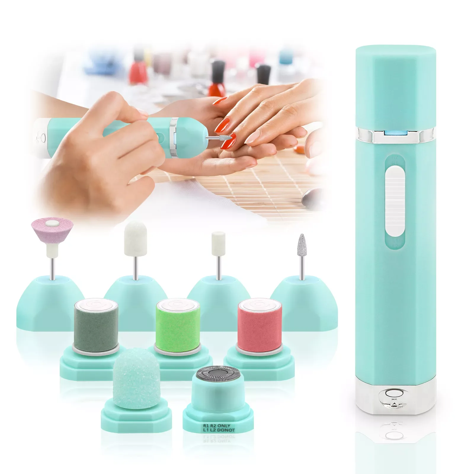 

NEW2023 9 IN 1 Personal Nail Drilling Apparatus For Manicure Home Salon Manicure Pedicure Instrument Nail File Tool