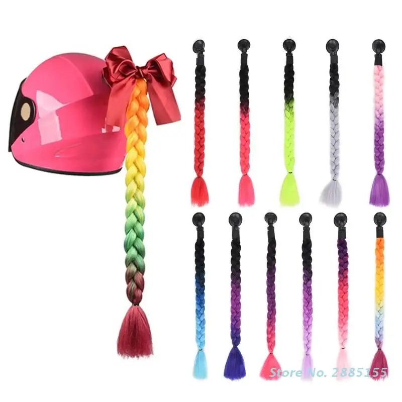 

Шлем мотоциклетный с косичками, модный дизайн, косички для конского хвоста, шлем из синтетических волос, украшение для женщин и девочек