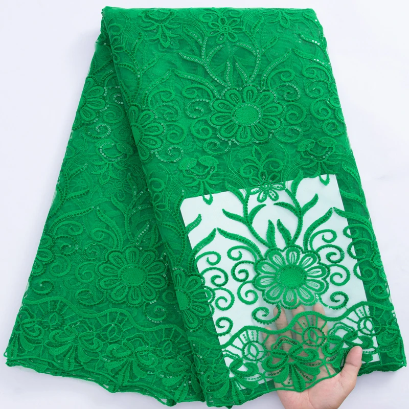 

Африканская кружевная ткань 2022 зеленое молочное волокно с цветочной сеткой кружевная ткань Блестки Ткань нигерийский тюль материал для вечерние A3089