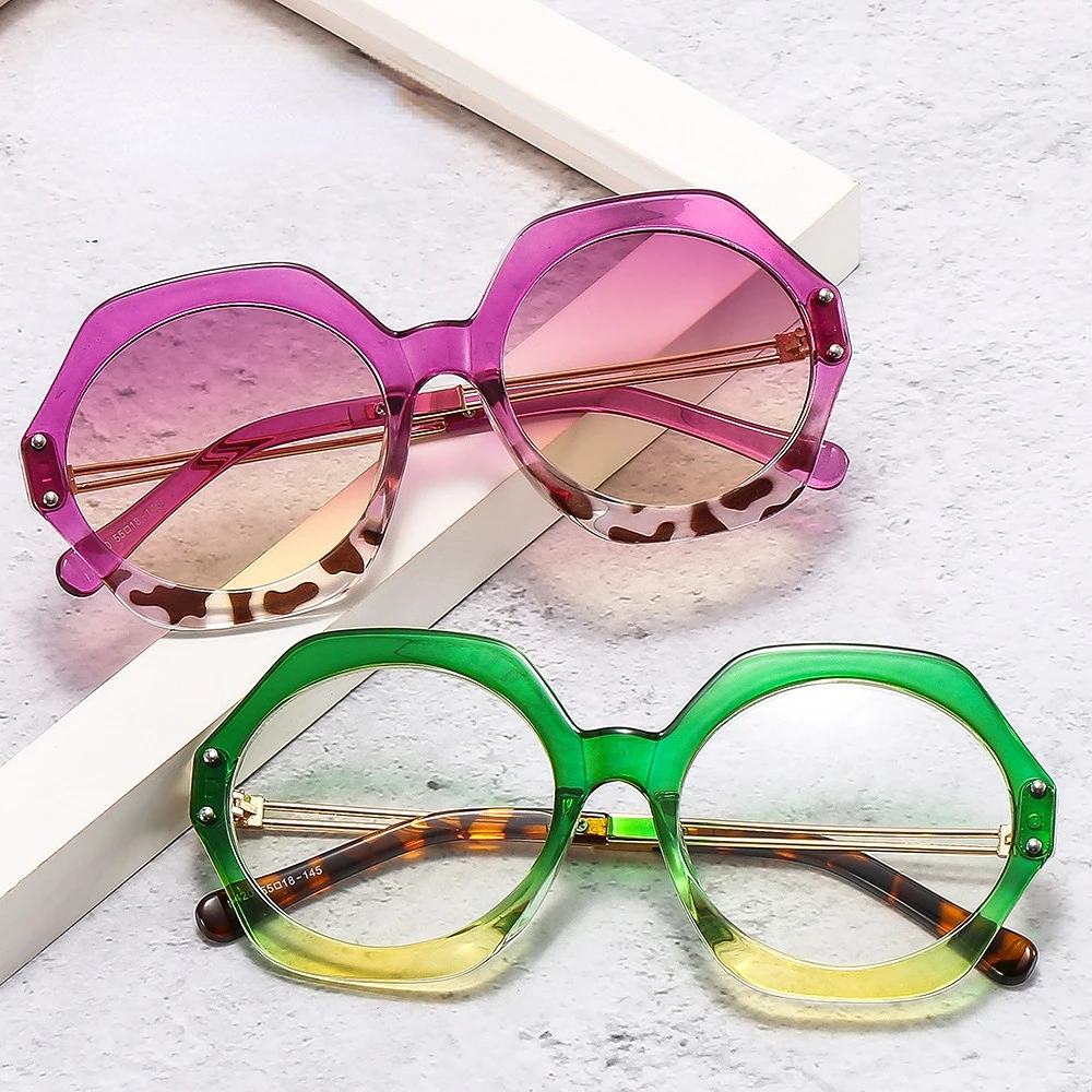 

Солнцезащитные очки MYALICE в круглой оправе UV400 для мужчин и женщин, изысканные аксессуары от солнца с поломанными цветами, для активного отды...