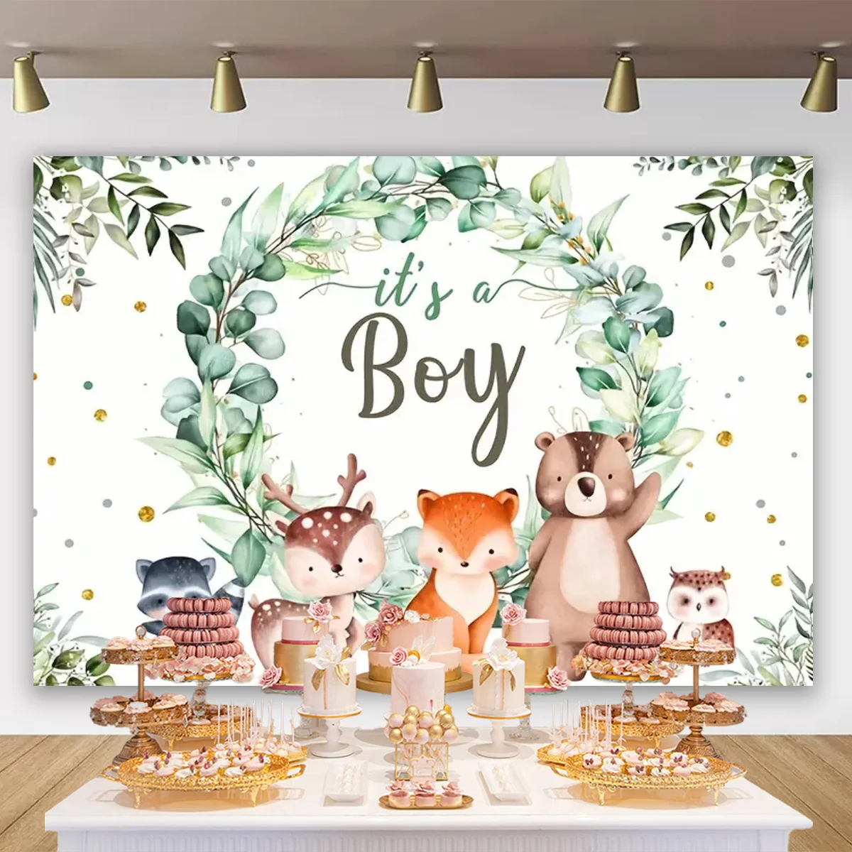 Мультяшный олень детский день рождения декорации джунгли сафари фотография для