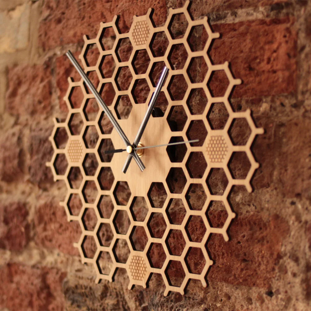 

Bee Wall Clock Minimalist Contemporary Durable Home Decor Hexagonal Gift Non Ticking Honeycomb Kitchen Quartz Silent Sweep