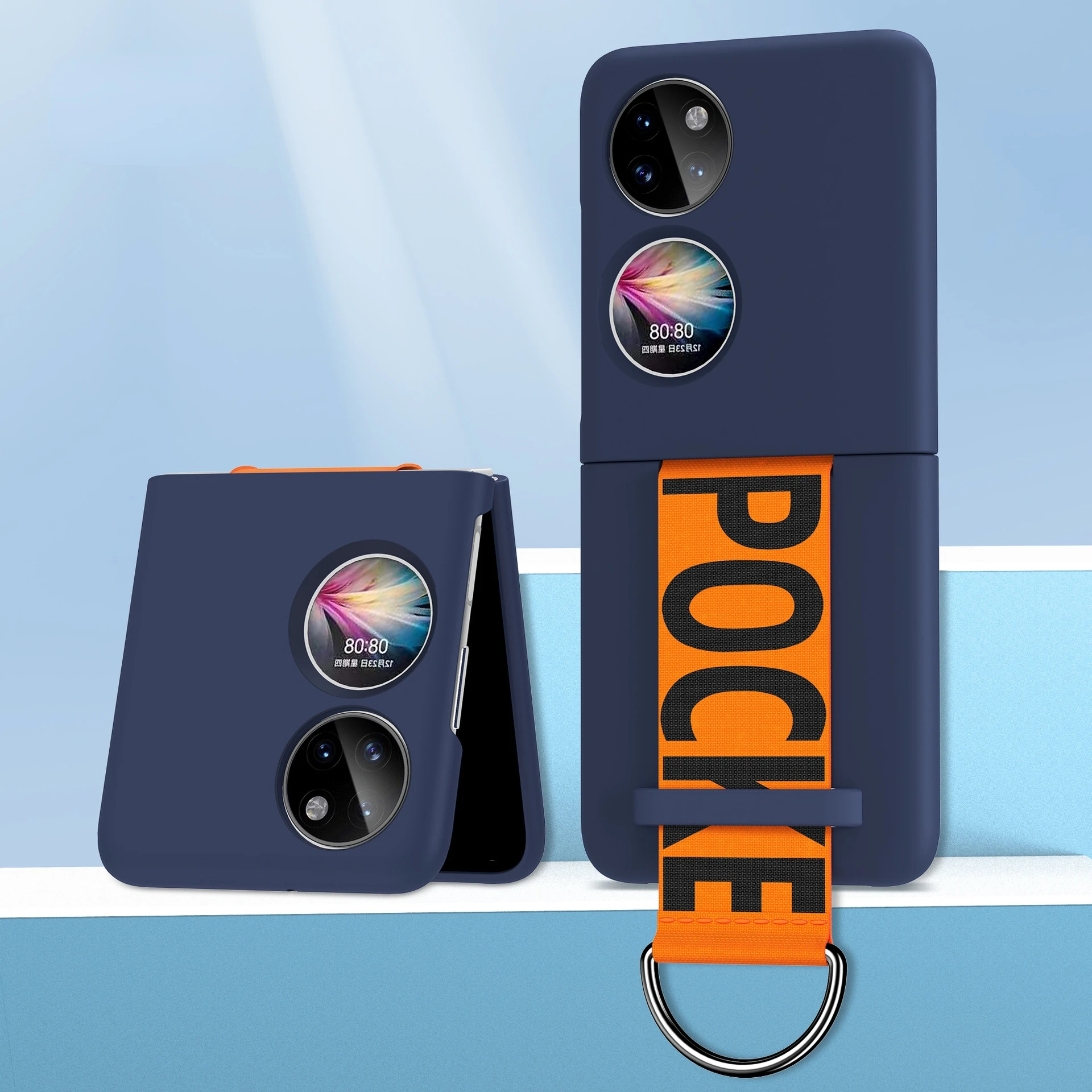 

Suitable For Huawei P50 Pocket Skin Feeling Scrub Folding Mobile Phone Shell P50 Wristband Anti-Fall PC Protective Cover