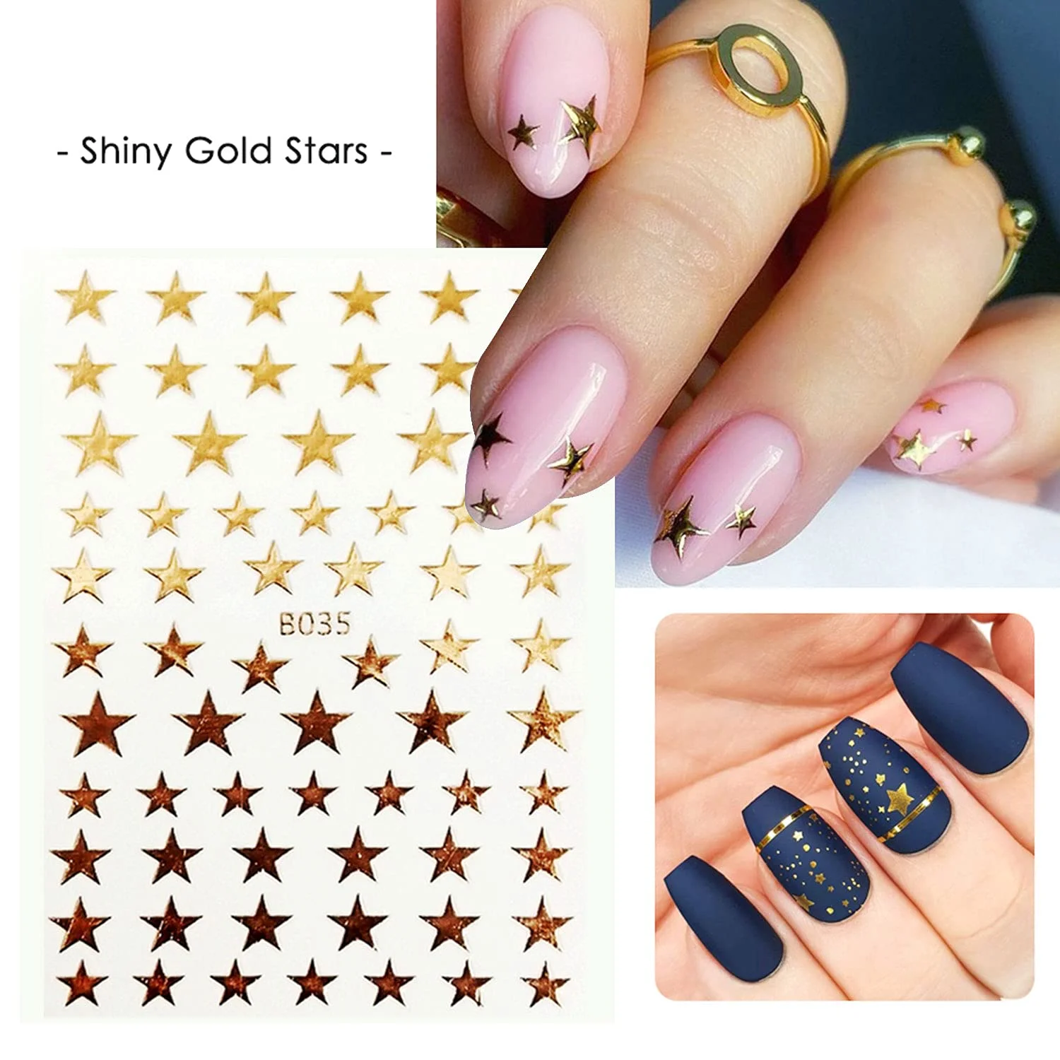 

1pc 3D Nail Slider Stars Stickers Glitter Shiny Decoration Decals Parts DIY Transfer Adhesive Golden Silver Nail Tips Accessorie