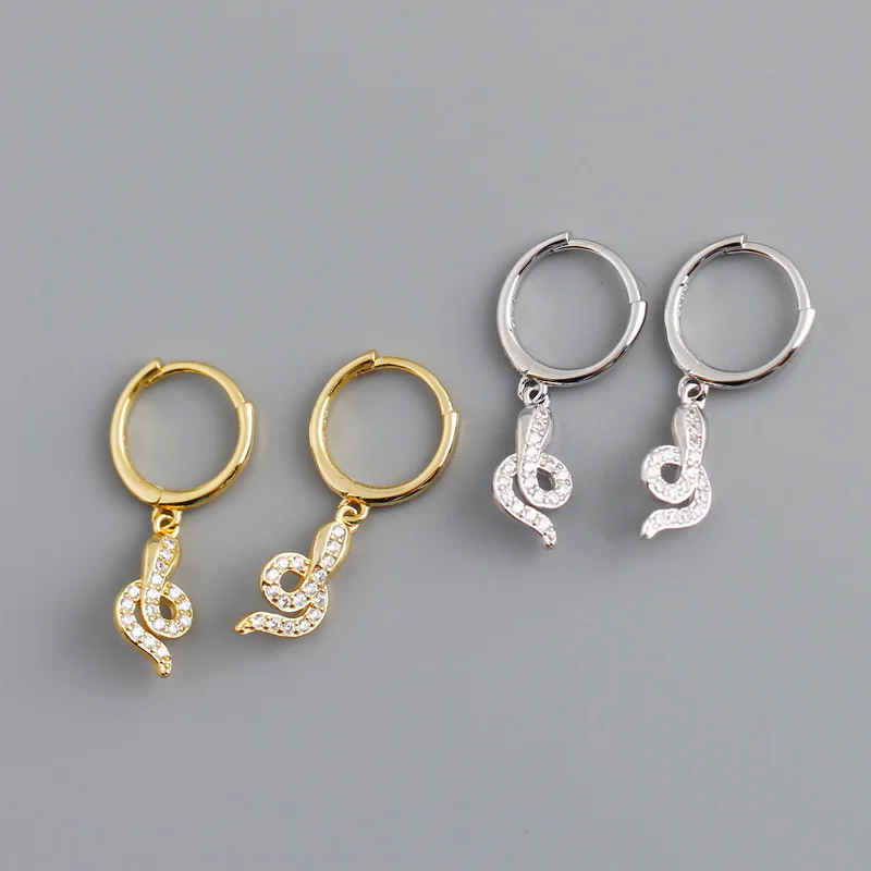 

New personalized Earrings light luxury inlaid with zircon snake S925 pure silver earrings