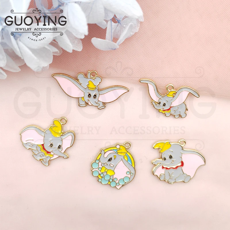 

10pcs Alloy Enamel Charm Cartoon Big Ear Elephant Pendant DIY Keychain Necklace Pendant Jewelry Accessories Anime Charms