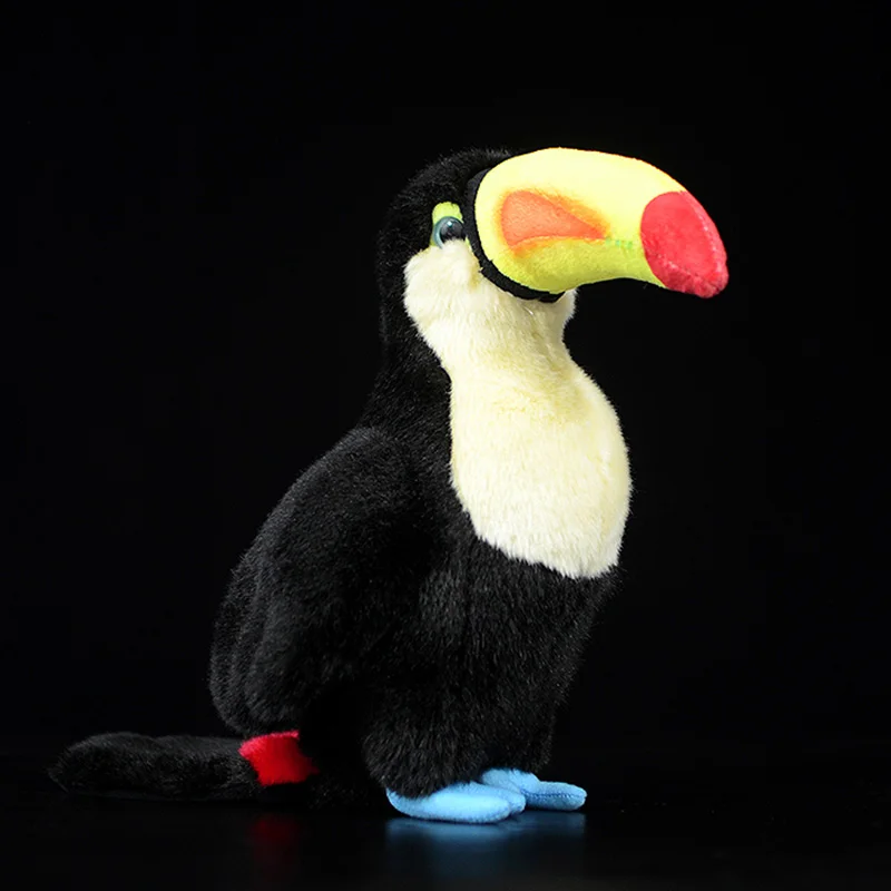 

24cm Original Hornbills Soft Kids Plush Toy Wild Toucans Simulation Black Bird Stuffed Animals Doll Cute Xmas Present Gift
