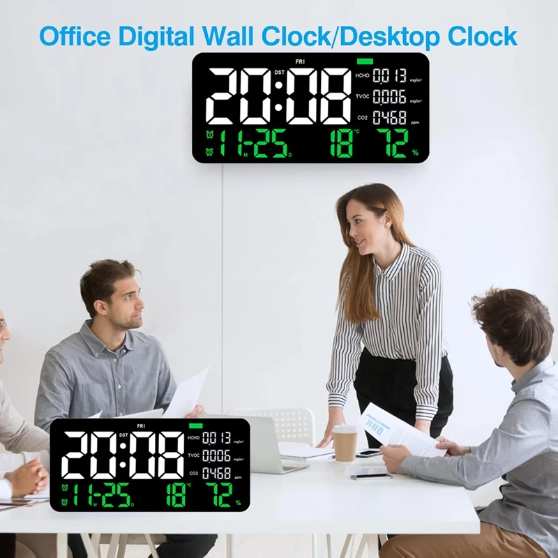 Цифровые настенные часы декоративные с формальдегидом/CO2/TVOC определением дыма