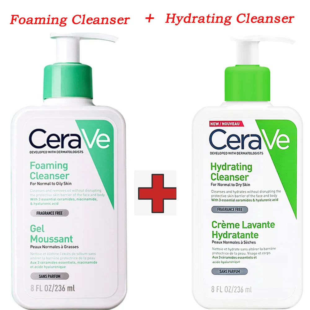 

Пенообразующее очищающее средство CeraVe + увлажняющее очищающее средство для лица для гладкой кожи, не раздражающее средство для очистки лиц...