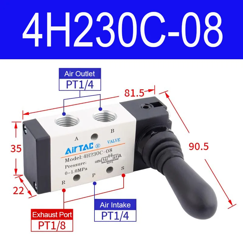 

AIRTAC Ручной пневматический клапан 4H210 4HA230 4H310 4HA330