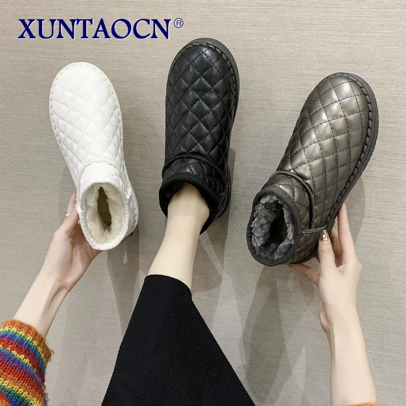 

Shoes Woman Flat Boots Australia Plush Winter Footwear Round Toe Boots-Women Low Snow Fur Autumn 2022 Ladies Rubber
