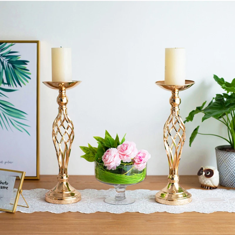 

Flowers Metal Candle Holders Wedding Centerpiece Flower Rack Flowers Vases Candlestick Table Metal Stand Valentine Party Decor